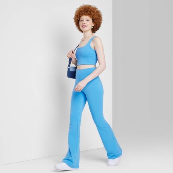 Wild Fable Matching Set High-Waisted Flare Leggings Tiny Tank Light Sky Blue